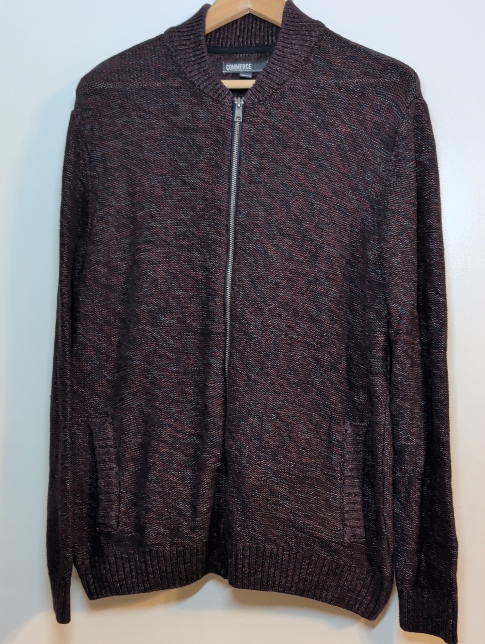 Commerce Aubergine Men's Zip Cardigan - XL